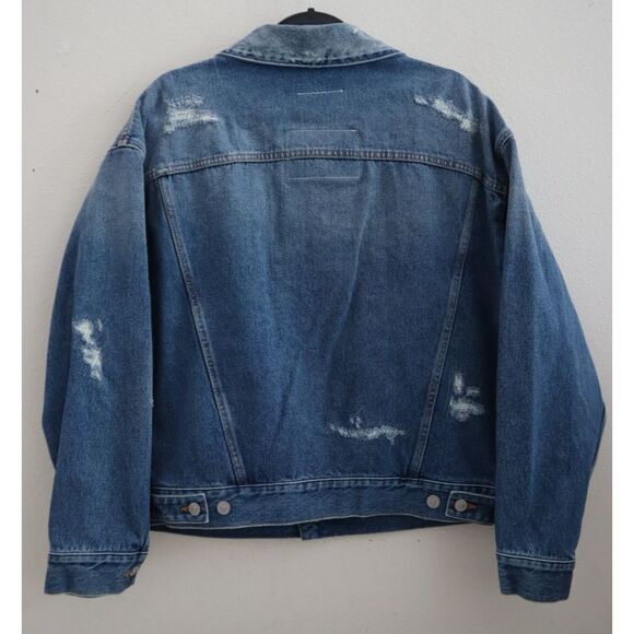 MM6 x Maison Margiela Women's Sz 42 US Small Blue Distressed Denim Jacket - Picture 2 of 9